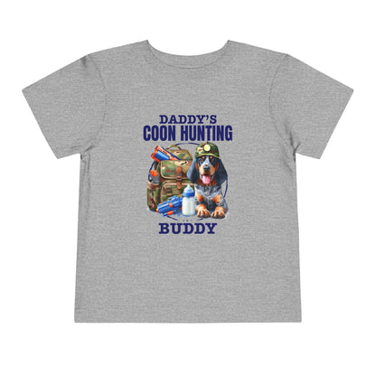 Daddy's Coon Hunting Buddy Toddler Tee, Cute Kids Hunting Shirt, Outdoor Adventure Kids Apparel, Hunter Lover Gift, Boy's Short Sleeve