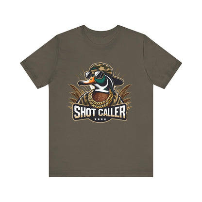 Shot Caller Duck Graphic Tee: Funny Mallard Hunting Shirt
