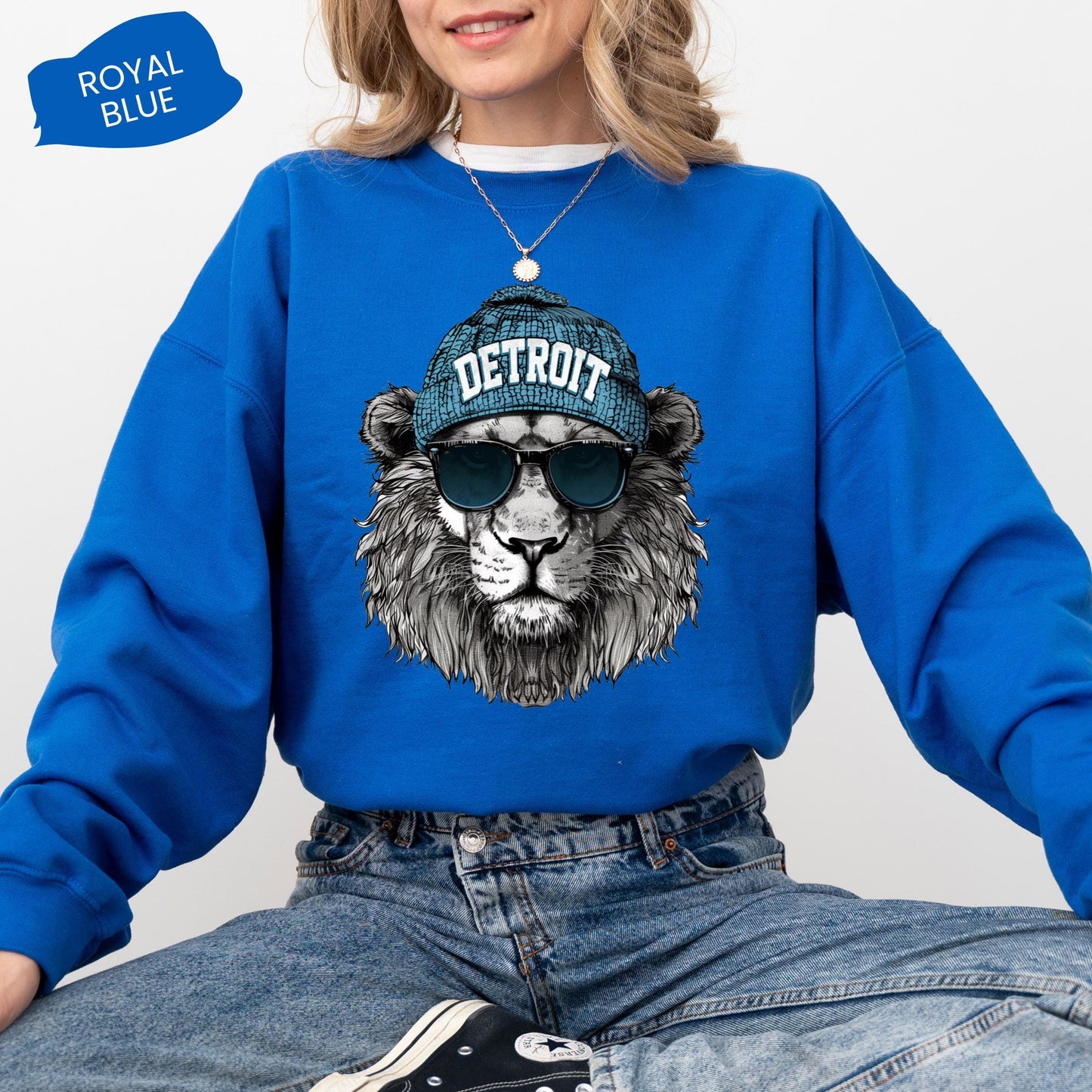 Vintage Detroit Animal Mascot Sweatshirt, Football Lion Spirit Shirt, Detroit Hoodie, Woman Crewneck Sport Gear, Unisex Lion Fan Apparel