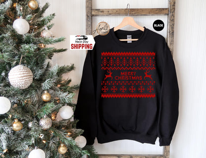 Merry Christmas Shirt, Christmas Ugly Sweatshirt, Christmas Gift, Holiday Sweatshirt, Christmas Season Hoodie, Ugly Sweatshirt, Gift For Her