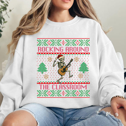 Ugly Christmas For Teacher Christmas Tree Shirt Dancing Skeleton Sweatshirt Funny Christmas for Teacher Ugly Xmas