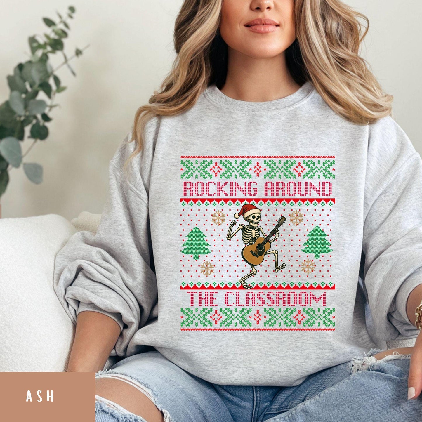 Ugly Christmas For Teacher Christmas Tree Shirt Dancing Skeleton Sweatshirt Funny Christmas for Teacher Ugly Xmas