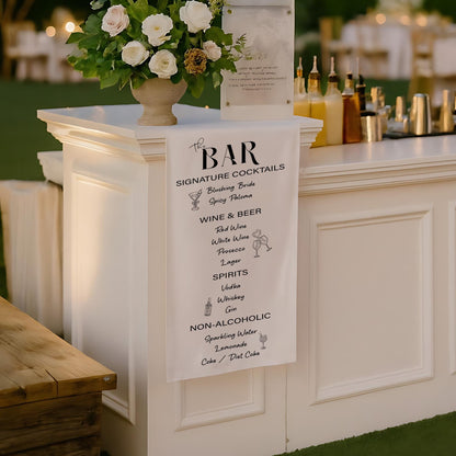 Personalized Signature Cocktails Banner | Wedding Bar Menu Runner | Modern Minimalist Reception Bar Sign | Custom Drinks List Table Decor