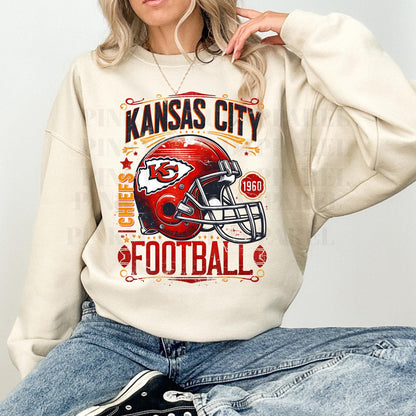 Vintage Kansas City Football Sweatshirt: Trendy Chiefs Fan Tee