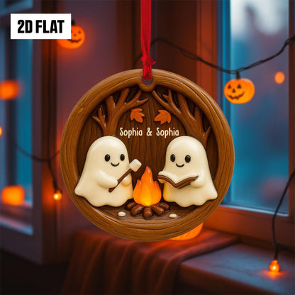 Personalized Ghost Campfire 2D FLAT Acrylic Ornament, Camping Lovers Halloween Gift, Halloween Ornament for Campfire, Gift for Him, Her