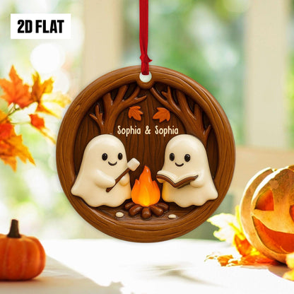 Personalized Ghost Campfire 2D FLAT Acrylic Ornament, Camping Lovers Halloween Gift, Halloween Ornament for Campfire, Gift for Him, Her
