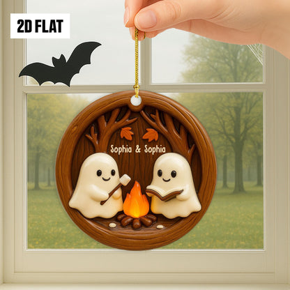 Personalized Ghost Campfire 2D FLAT Acrylic Ornament, Camping Lovers Halloween Gift, Halloween Ornament for Campfire, Gift for Him, Her