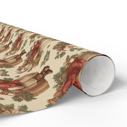 Vintage Christmas Santa Gift Wrap Holiday Gift Wrapping Paper Christmas Gift Wrap Xmas Christmas Vintage Victorian Roll Gift Wrap Paper