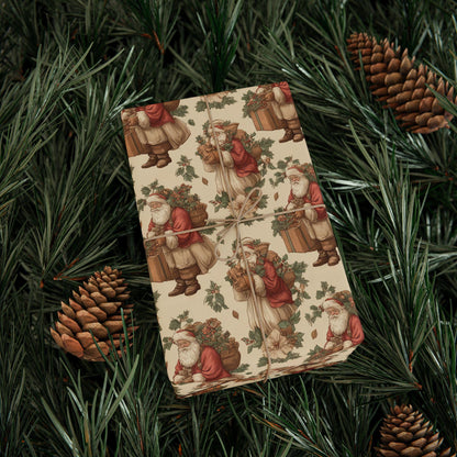 Vintage Christmas Santa Gift Wrap Holiday Gift Wrapping Paper Christmas Gift Wrap Xmas Christmas Vintage Victorian Roll Gift Wrap Paper