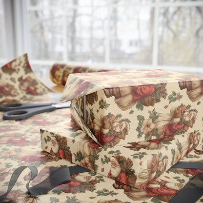 Vintage Christmas Santa Gift Wrap Holiday Gift Wrapping Paper Christmas Gift Wrap Xmas Christmas Vintage Victorian Roll Gift Wrap Paper