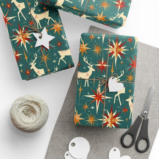 Christmas Wrapping Paper Roll - Festive Holiday Gift Wrap, Xmas Presents, Gift Packaging, Seasonal Decor, Red Green Winter Pattern