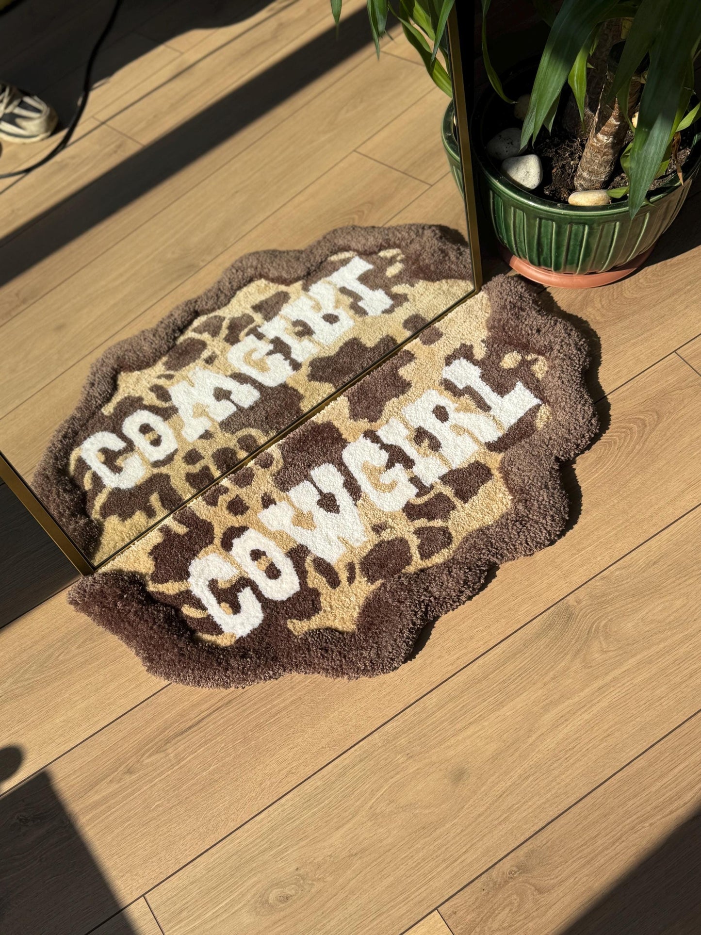Handmade Cowgirl 3D Tufted Rug Leopard Print Western Carpet Retro Aesthetic Soft Floor Mat Country Girl Room Decor 75x40cm Gift Idea