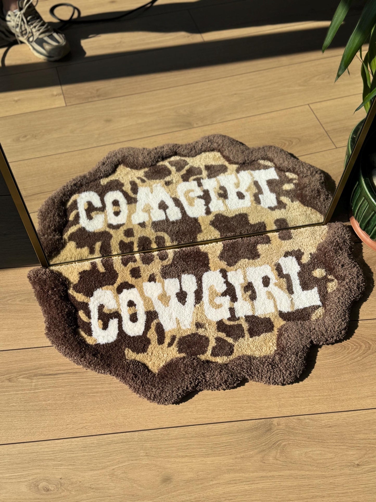 Handmade Cowgirl 3D Tufted Rug Leopard Print Western Carpet Retro Aesthetic Soft Floor Mat Country Girl Room Decor 75x40cm Gift Idea