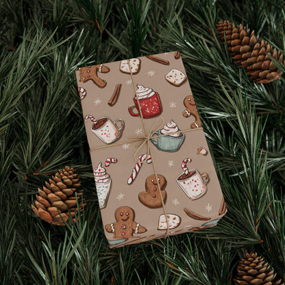 Christmas Wrapping Papers - Cookies Cream  Festive Holiday Gift Wrap, Xmas Present Packaging, Gingerbead Men Wrapping