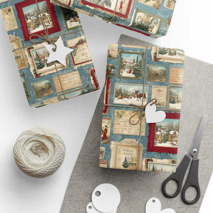 Vintage Christmas Postcard Wrapping Paper Holiday Gift Wrapping Paper Christmas Gift Wrap Xmas Christmas Wrap Paper