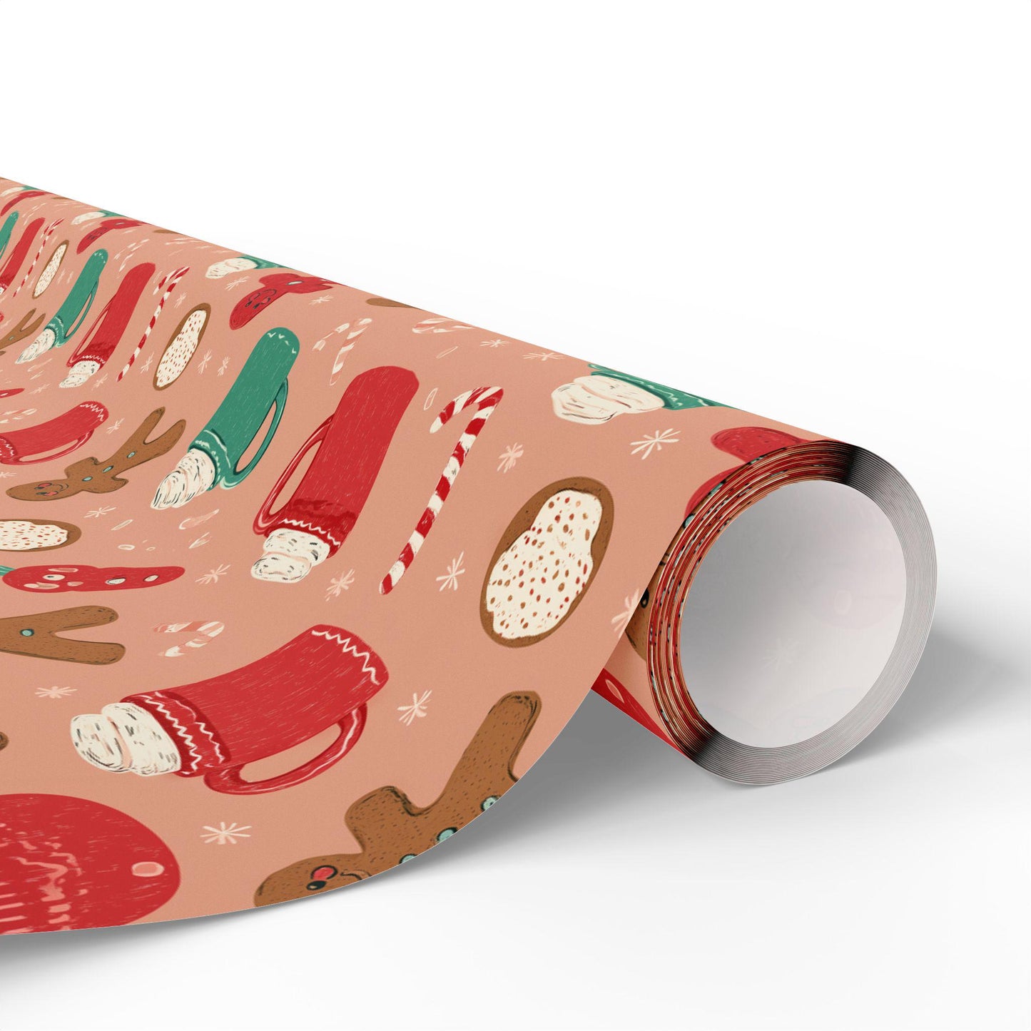 Christmas Gingerbread Man Wrapping Paper, Festive Holiday Gift Wrap, Xmas Present Decoration, Xmas Paper Gift Packaging Roll