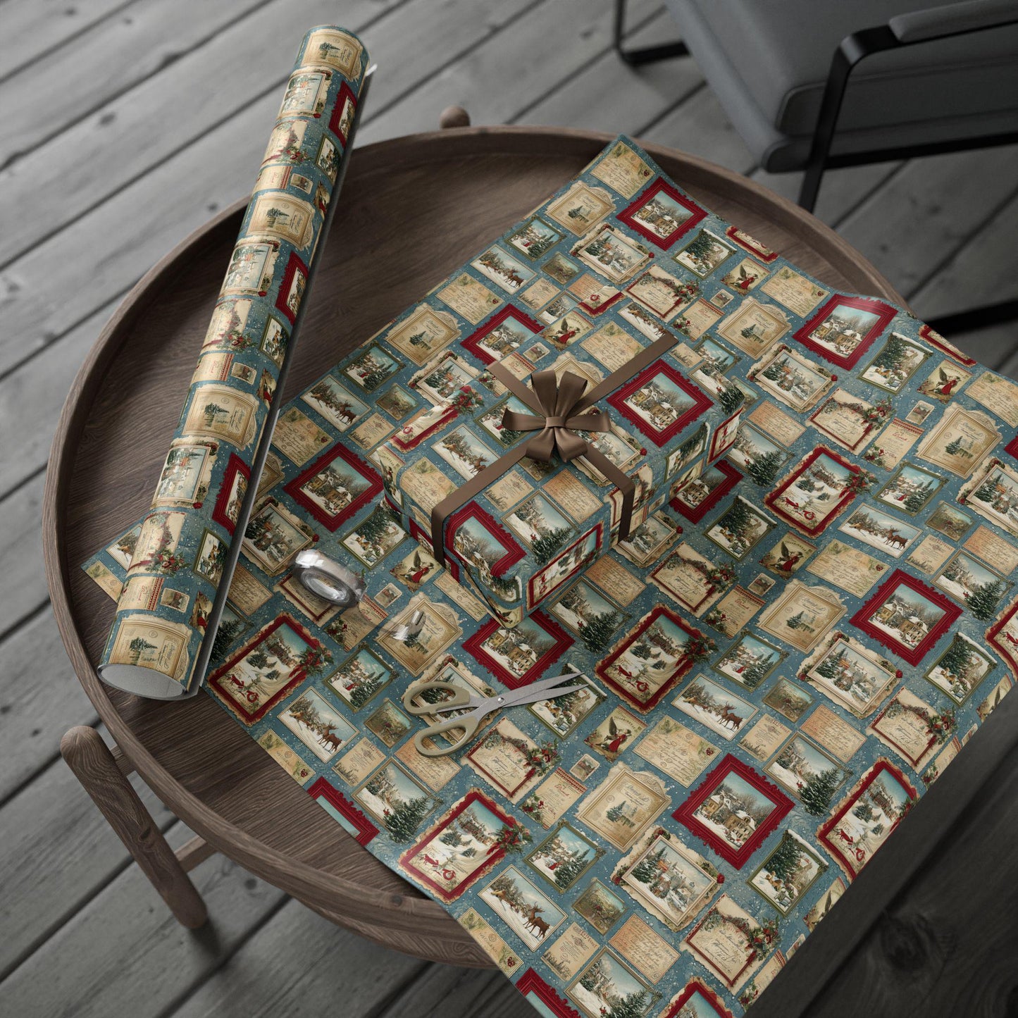 Vintage Christmas Postcard Wrapping Paper Holiday Gift Wrapping Paper Christmas Gift Wrap Xmas Christmas Wrap Paper