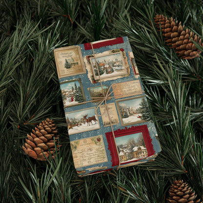 Vintage Christmas Postcard Wrapping Paper Holiday Gift Wrapping Paper Christmas Gift Wrap Xmas Christmas Wrap Paper