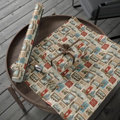 Wrapping Paper Vintage Christmas Postcard Gift Wrap Holiday Gift Wrapping Paper Christmas Gift Wrap Xmas Christmas