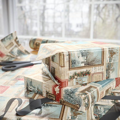 Wrapping Paper Vintage Christmas Postcard Gift Wrap Holiday Gift Wrapping Paper Christmas Gift Wrap Xmas Christmas