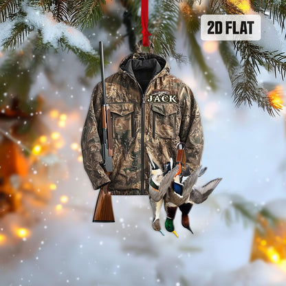 Personalized Hunting 2D Flat Ornament, Custom Duck Hunting Christmas Tree Ornament, Hunting Vest Christmas, Gift for Hunter, Dad, Husband