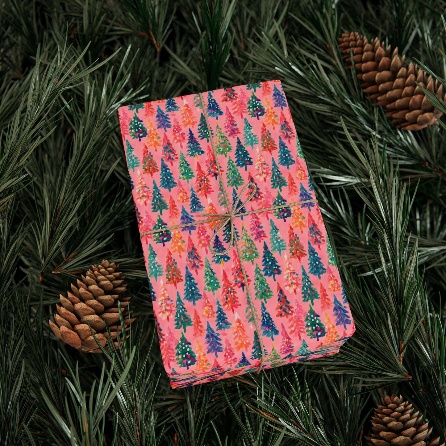 Christmas Wrapping Paper, Preppy Christmas Trees on Pink Wrapping Paper, Christmas Wrap Paper, Pink Christmas Gift Wrap
