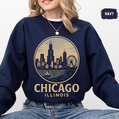 Vintage 90s Style Chicago Football Sweatshirt, Game Day Shirt, Chicago Team Football Shirt, Sunday Chicago, Sport Shirt, Chicago Football