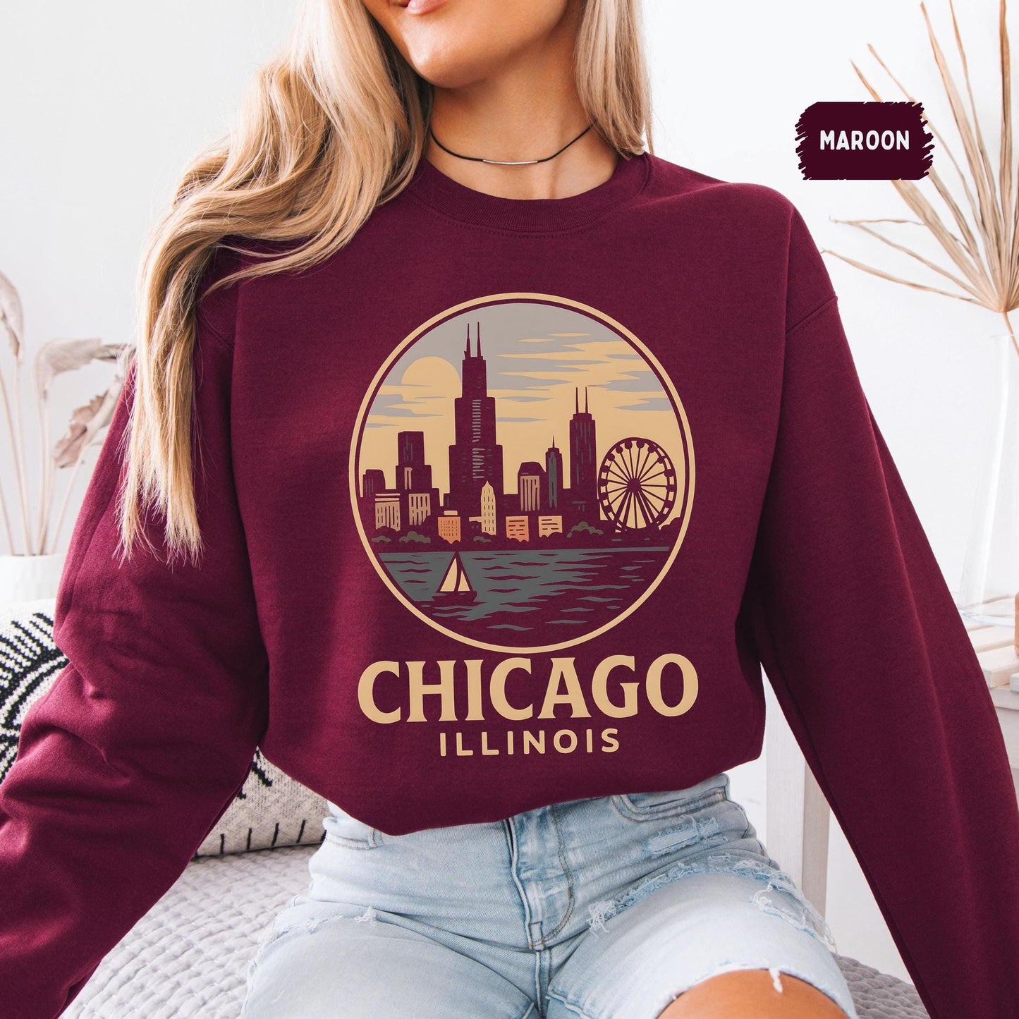 Vintage 90s Style Chicago Football Sweatshirt, Game Day Shirt, Chicago Team Football Shirt, Sunday Chicago, Sport Shirt, Chicago Football