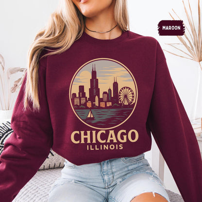 Vintage 90s Style Chicago Football Sweatshirt, Game Day Shirt, Chicago Team Football Shirt, Sunday Chicago, Sport Shirt, Chicago Football