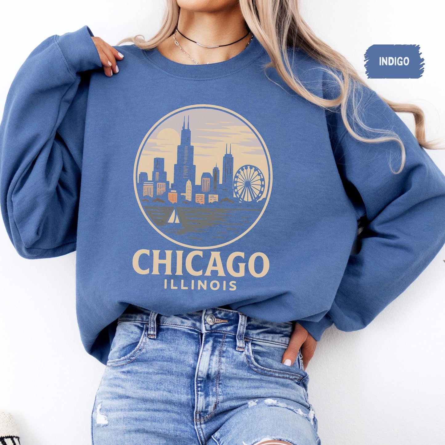 Vintage 90s Style Chicago Football Sweatshirt, Game Day Shirt, Chicago Team Football Shirt, Sunday Chicago, Sport Shirt, Chicago Football