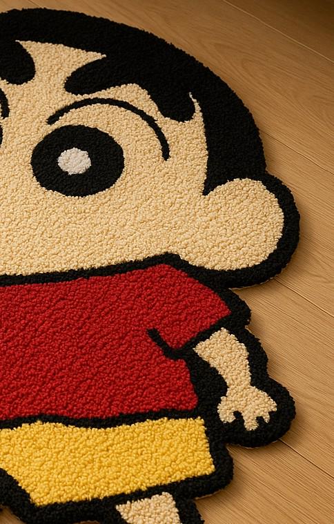 Hand-Tufted Wool Shinchan Rug: Anime Kids Room Decor For Anime Lovers 5x8ft Kawaii Home