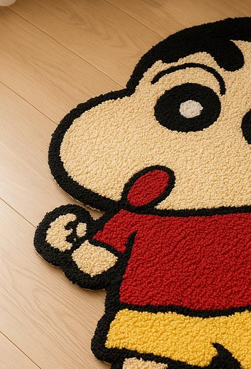 Hand-Tufted Wool Shinchan Rug: Anime Kids Room Decor For Anime Lovers 5x8ft Kawaii Home
