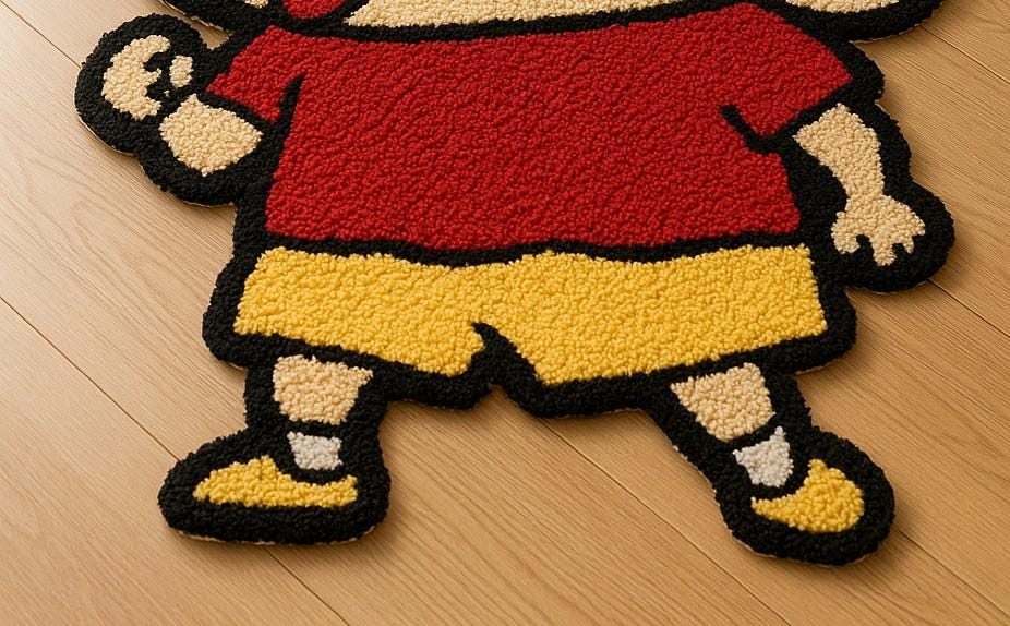 Hand-Tufted Wool Shinchan Rug: Anime Kids Room Decor For Anime Lovers 5x8ft Kawaii Home