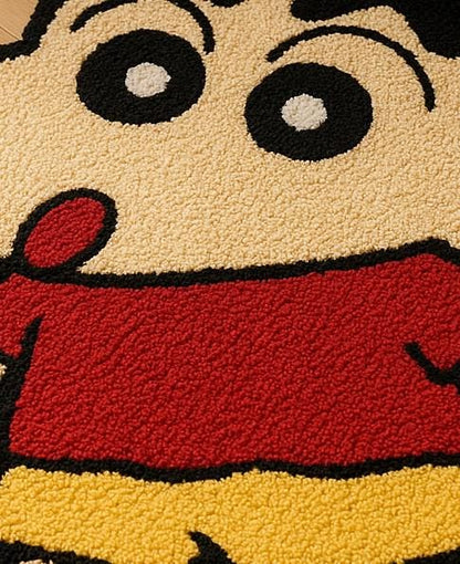 Hand-Tufted Wool Shinchan Rug: Anime Kids Room Decor For Anime Lovers 5x8ft Kawaii Home