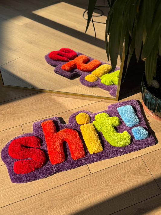 Handmade Sh1t Tufted Rug Colorful 3D Text Carpet Funky Rainbow Aesthetic Soft Floor Mat Cool Room Dorm Decor 80x35cm Gift Idea