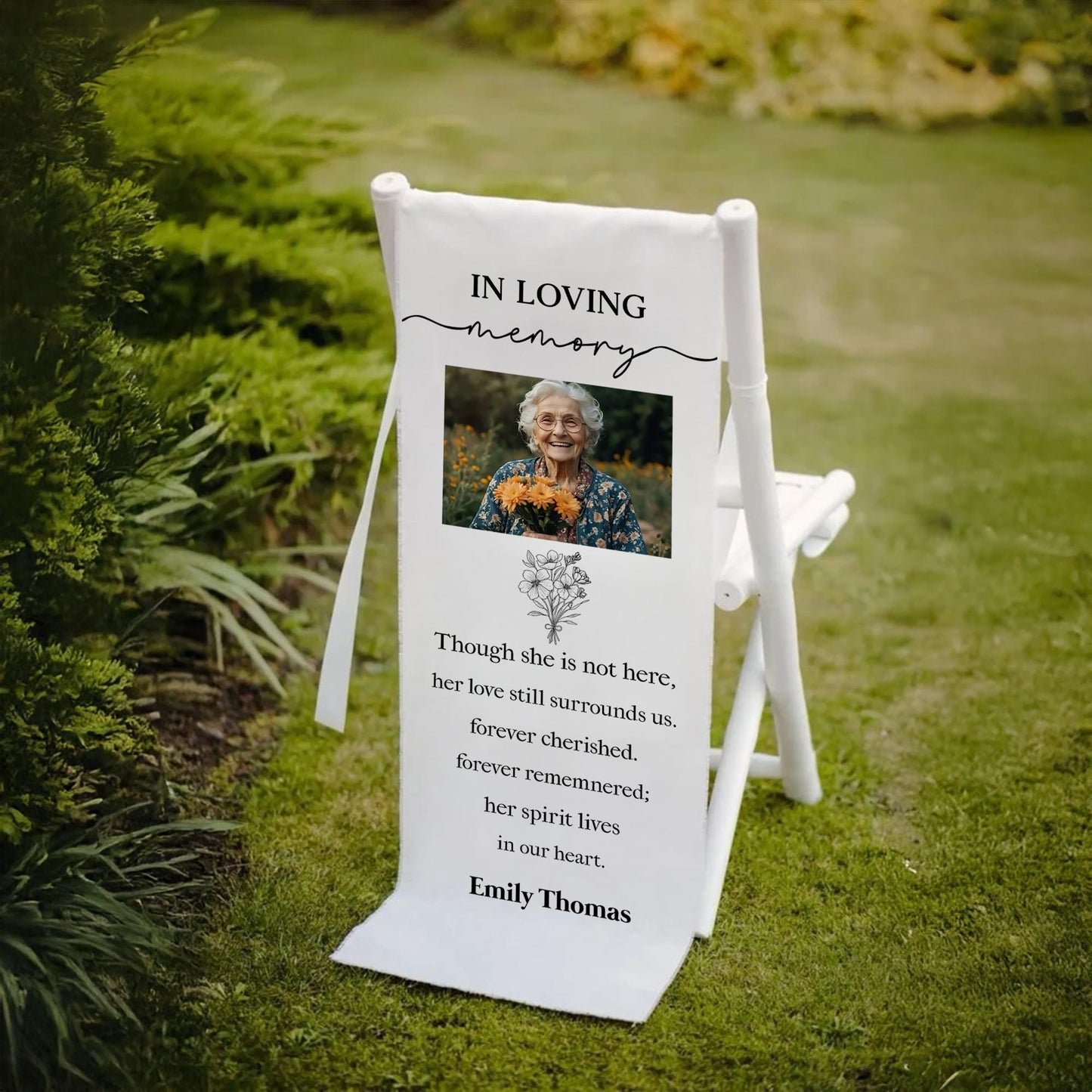 Personalized Memorial Wedding Chair Banner, We Saved You a Seat, In Loving Memory of Loved Ones, Wedding Aisle Tribute, Remembrance Grandma