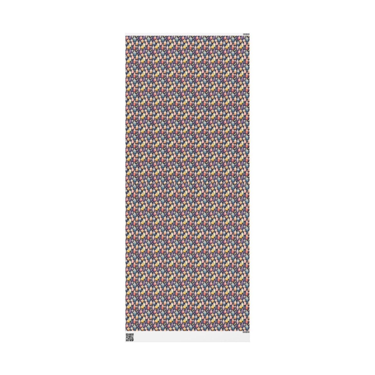 Pastel Goth Halloween Wrapping Paper Roll Watercolor Cute Spooky vibes Bats Skeleton Witchy Pattern #19