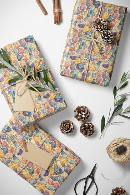 Pastel Goth Watercolor Wrapping Paper Roll Halloween Spooky Cute Ghost Bat Witch Goth Decor #20