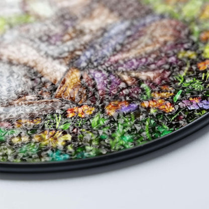 Jesus Stained Glass Suncatcher, Sacred Window Panel with Flowers and Possum Design, Christian Religious Home Decor and Spiritual Gift