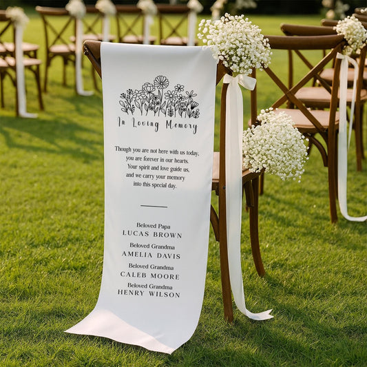 In Loving Memory Wedding Banner, Memorial Aisle Chair Decor, Personalized Remembrance Sign for Ceremony, Lost Loved Ones Wedding Keepsake