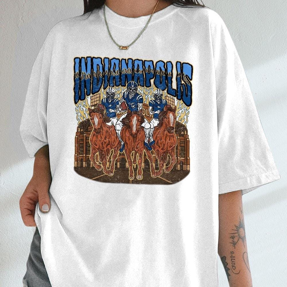 Indianapolis Football Skull Vintage Shirt, Gift For Fan Football Game Day Unisex Shirt