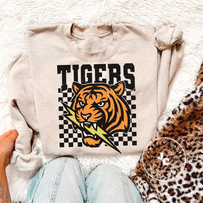 Tigers Basketball mascot, Tigers game day football, football mom crewneck, cute game day sweatshirt, Heather ash unisex sweatshirt