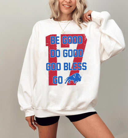 Good Do Good God Bless Sweatshirt, Buffalo Football Crewneck, Buffalo Football fan gift, Gift for Buffalo Fans, Trendy Game Day Gift Tee