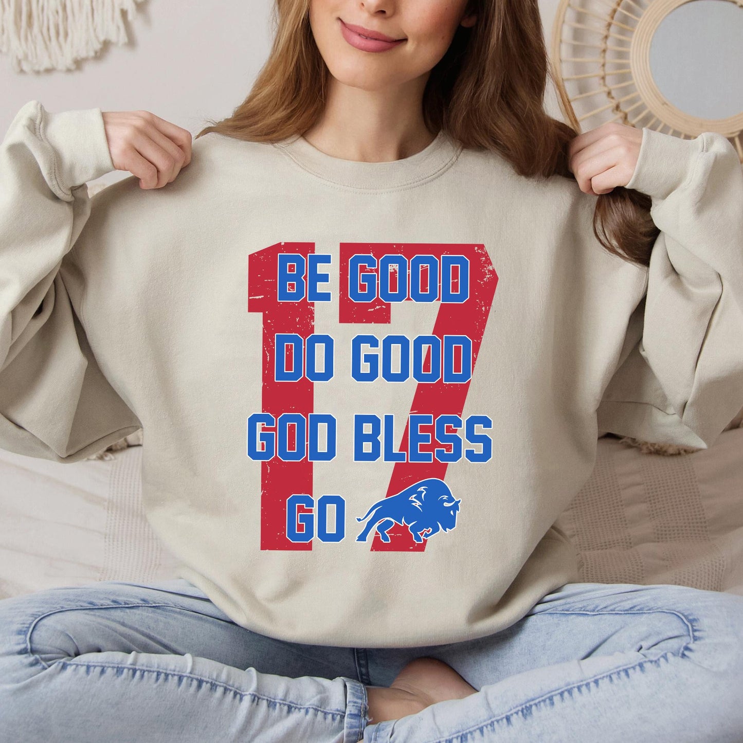 Good Do Good God Bless Sweatshirt, Buffalo Football Crewneck, Buffalo Football fan gift, Gift for Buffalo Fans, Trendy Game Day Gift Tee