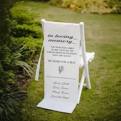 In Loving Memory Chair Cover, Wedding Memorial Seat Sign, Saved You A Seat Banner, Remembrance Chair Decoration, Memorial Wedding Decor