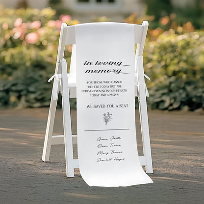 In Loving Memory Chair Cover, Wedding Memorial Seat Sign, Saved You A Seat Banner, Remembrance Chair Decoration, Memorial Wedding Decor