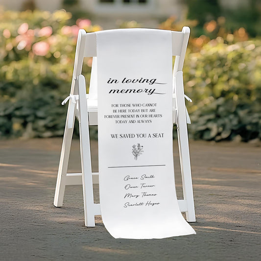 In Loving Memory Chair Cover, Wedding Memorial Seat Sign, Saved You A Seat Banner, Remembrance Chair Decoration, Memorial Wedding Decor