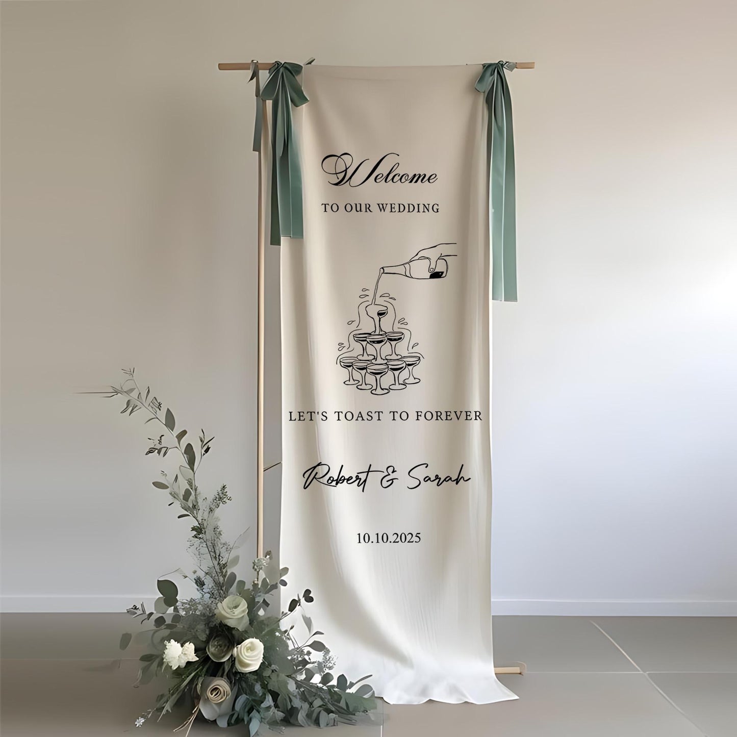 Custom Fabric Wedding Welcome Sign, Modern Wedding Welcome Sign, Fabric Custom Wedding ceremony Boho Wedding Welcome Sign, Ceremony Sign