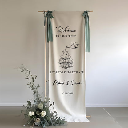Custom Fabric Wedding Welcome Sign, Modern Wedding Welcome Sign, Fabric Custom Wedding ceremony Boho Wedding Welcome Sign, Ceremony Sign