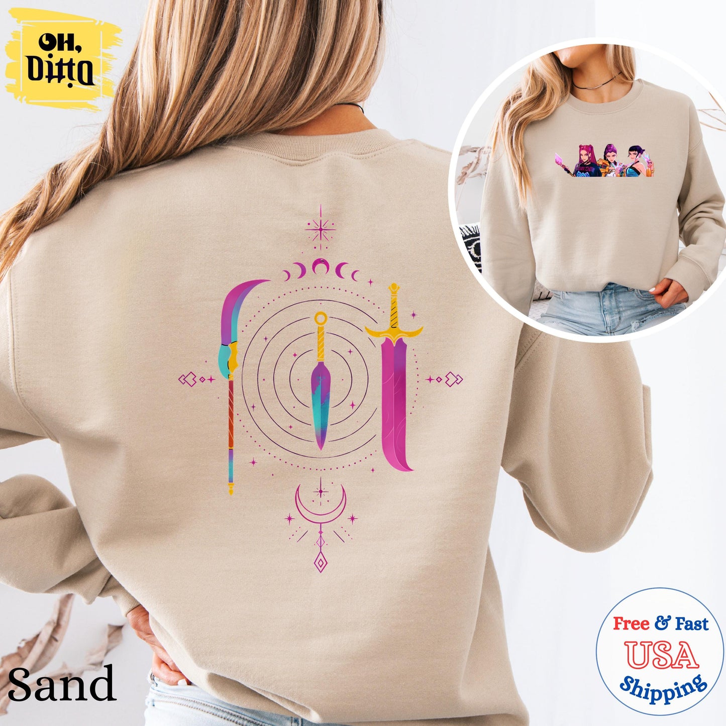 Kpop Demon Hunters Sweatshirt, Kpop Huntrix Weapon Hoodie, Gift for Woman, Jinu Manga, Demon Hunter Merch, Kpop Hoodie, Halloween Gift